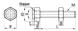 Stop bolts with bumpers drawing